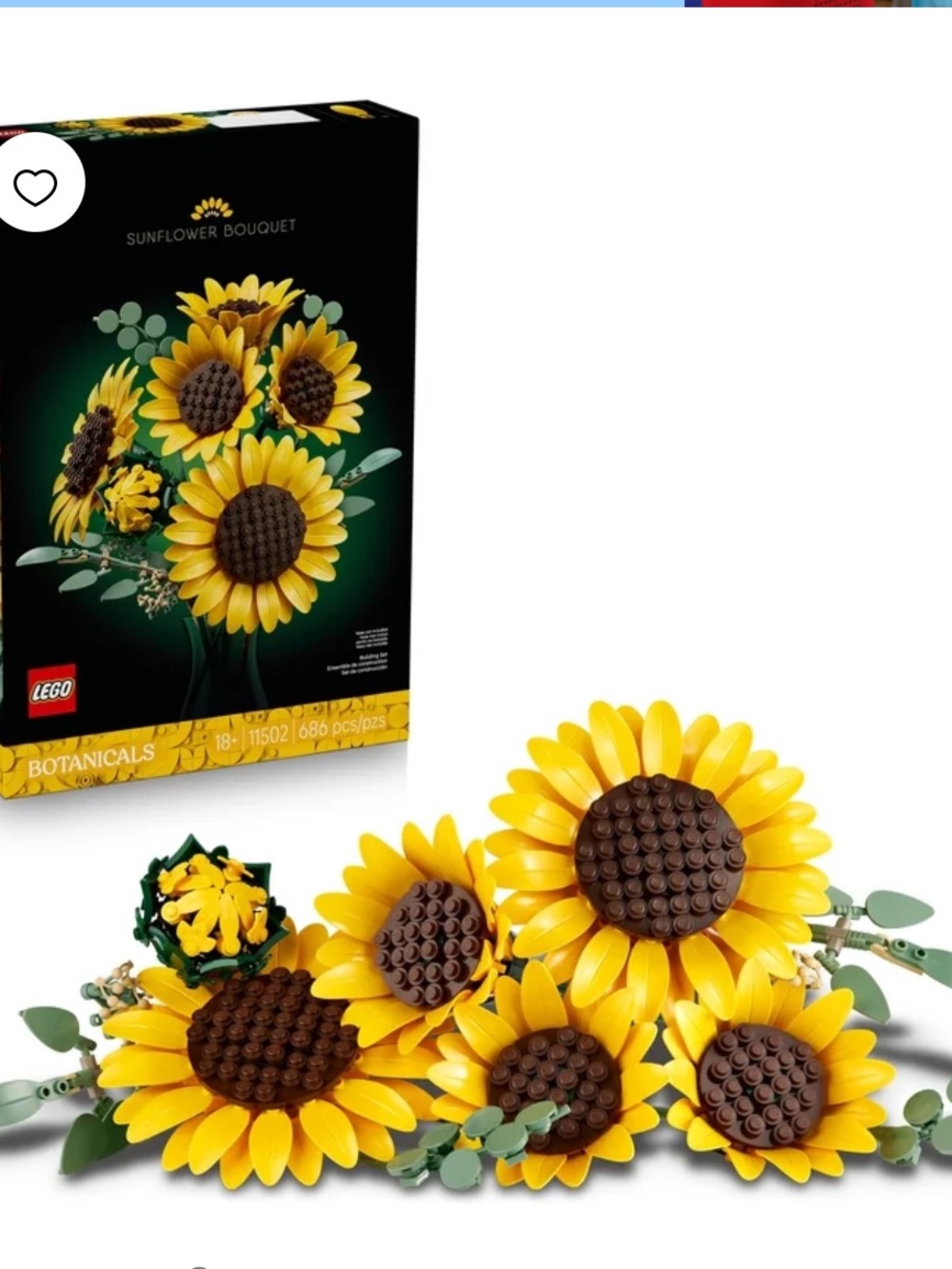 LEGO Yellow Sunflower Bouquet with Green Leaves